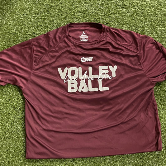 maroon script short sleeve
